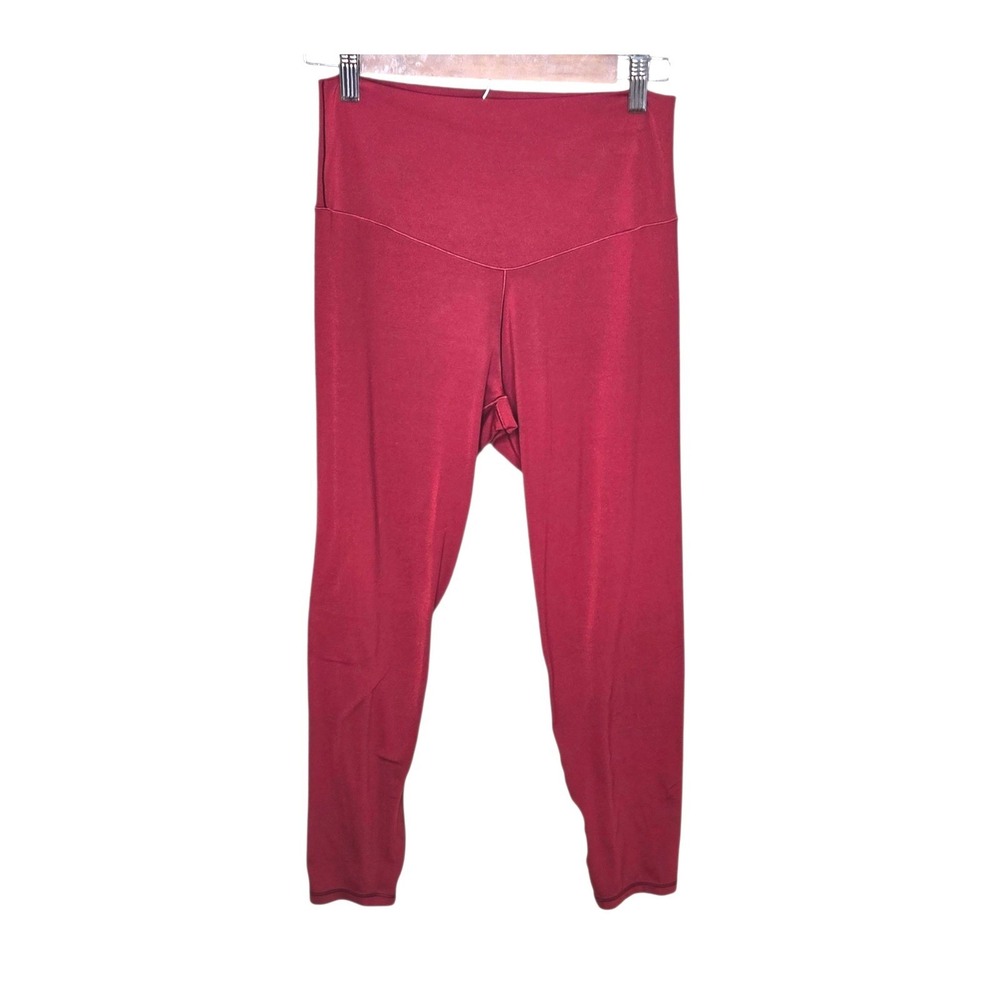 Aerie High Waisted Leggings Athletic Workout Yoga Pants Stretch Burgundy Red L
